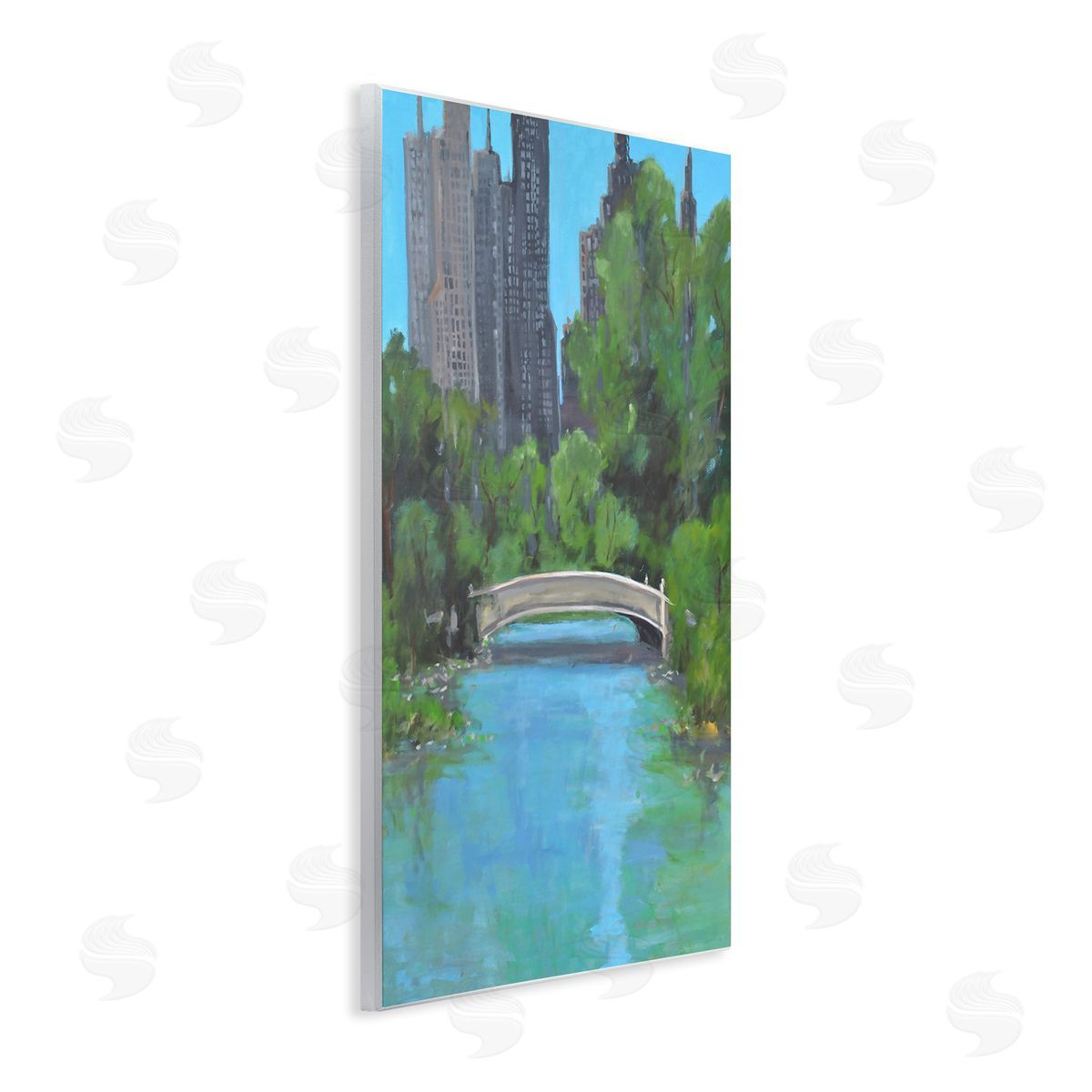 Allayn Stevens Urban City Park Town Bridge Over Lake Wall Plaque Art Print