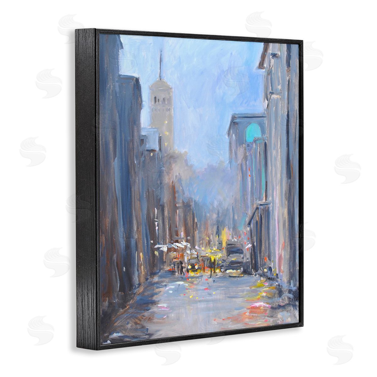 Allayn Stevens Abstract Rainy City Reflections Tall Urban Buildings Black Framed Giclee Wall Art Print