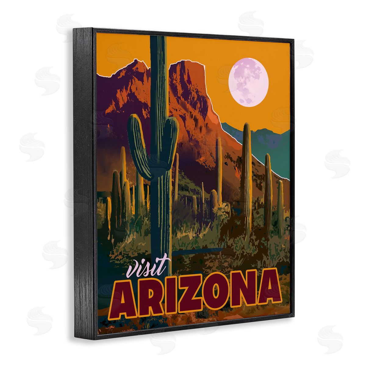 David Owens Illustration Visit Arizona Brilliant Desert Sky Arid Vegetation  Black Framed Giclee Wall Art Print