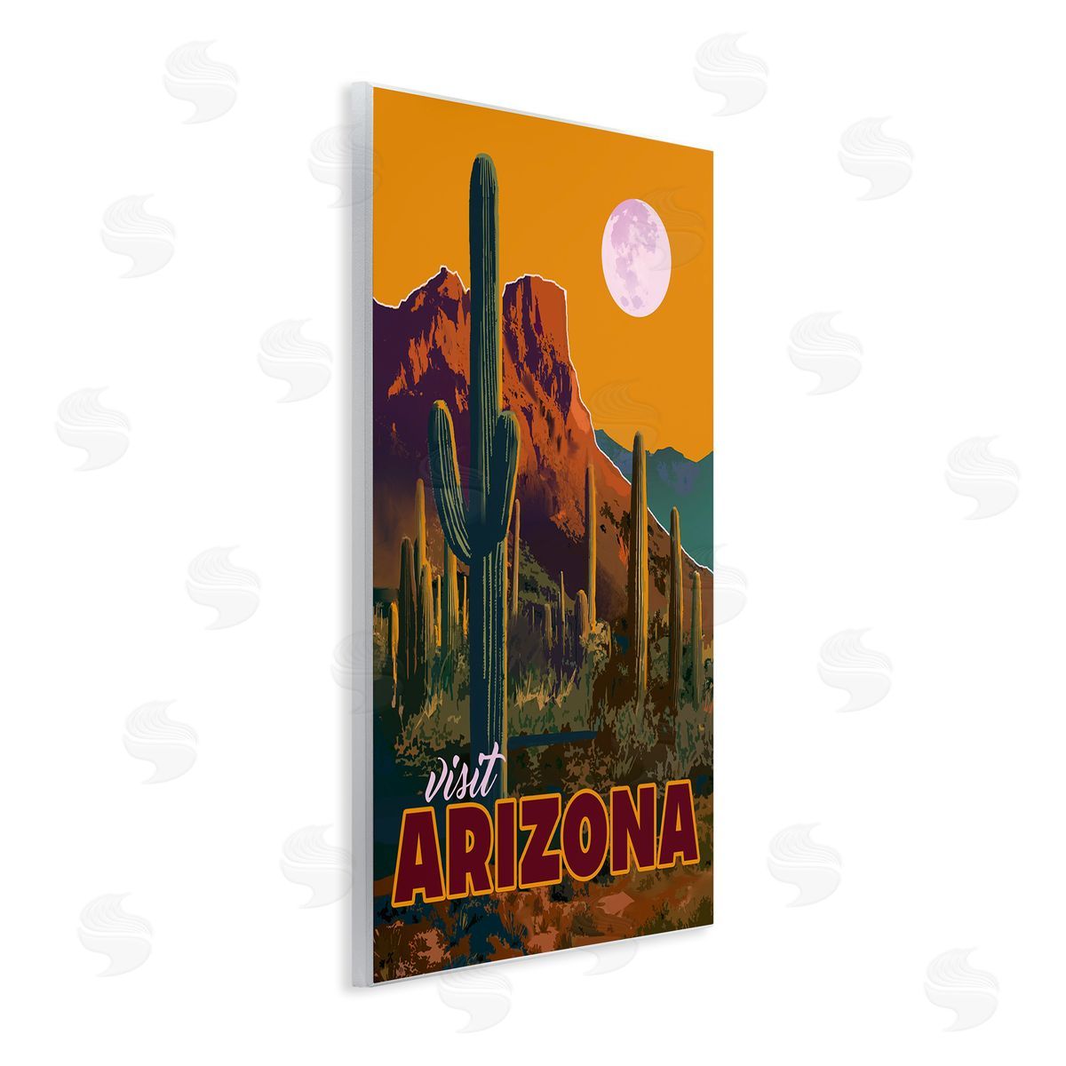 David Owens Illustration Visit Arizona Brilliant Desert Sky Arid Vegetation  Wall Plaque Art Print