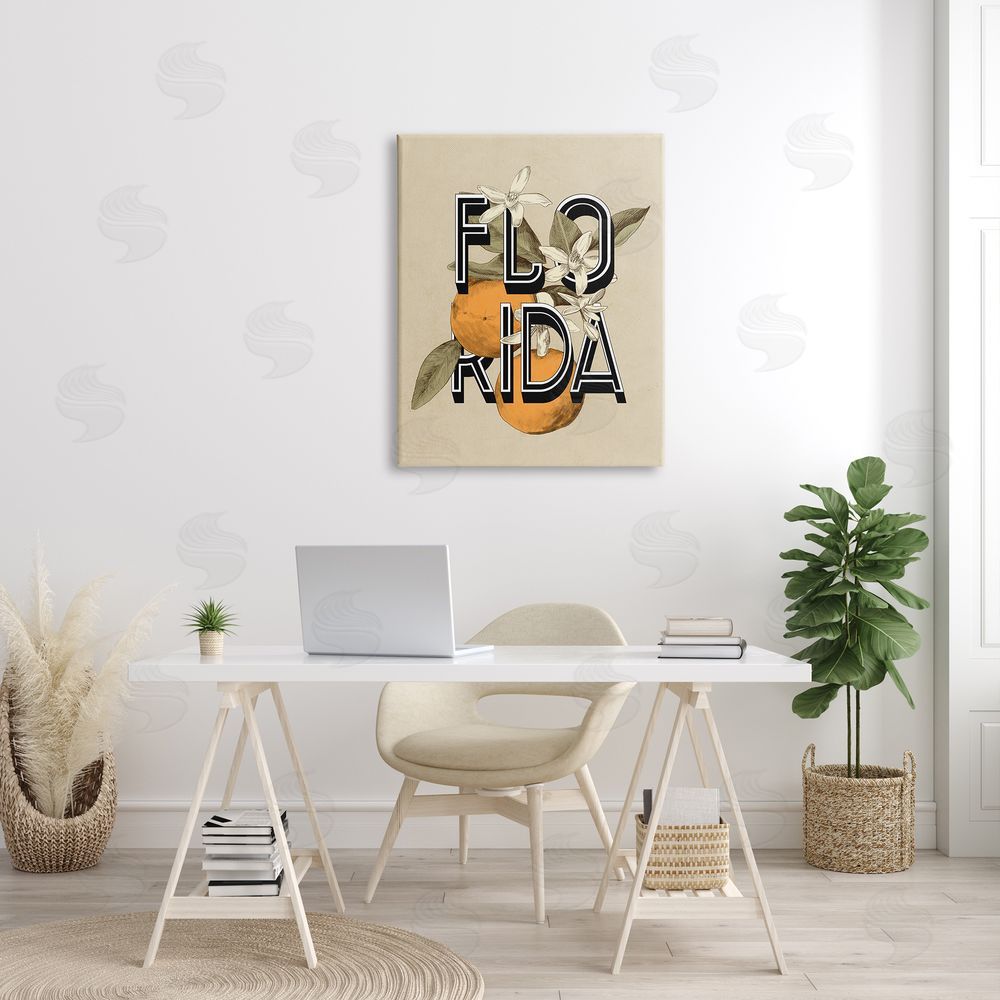Stupell Studio Florida Orange Blossoms State Flower Typography  Canvas Wall Art Print in Room