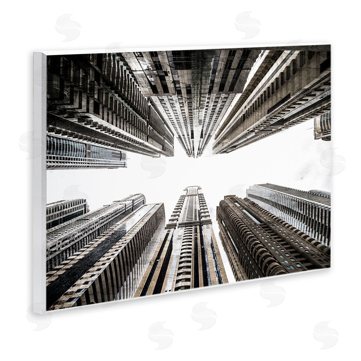 Kim Allen Looming City Buildings Looking Up Urban Architecture Wall Plaque Art Print