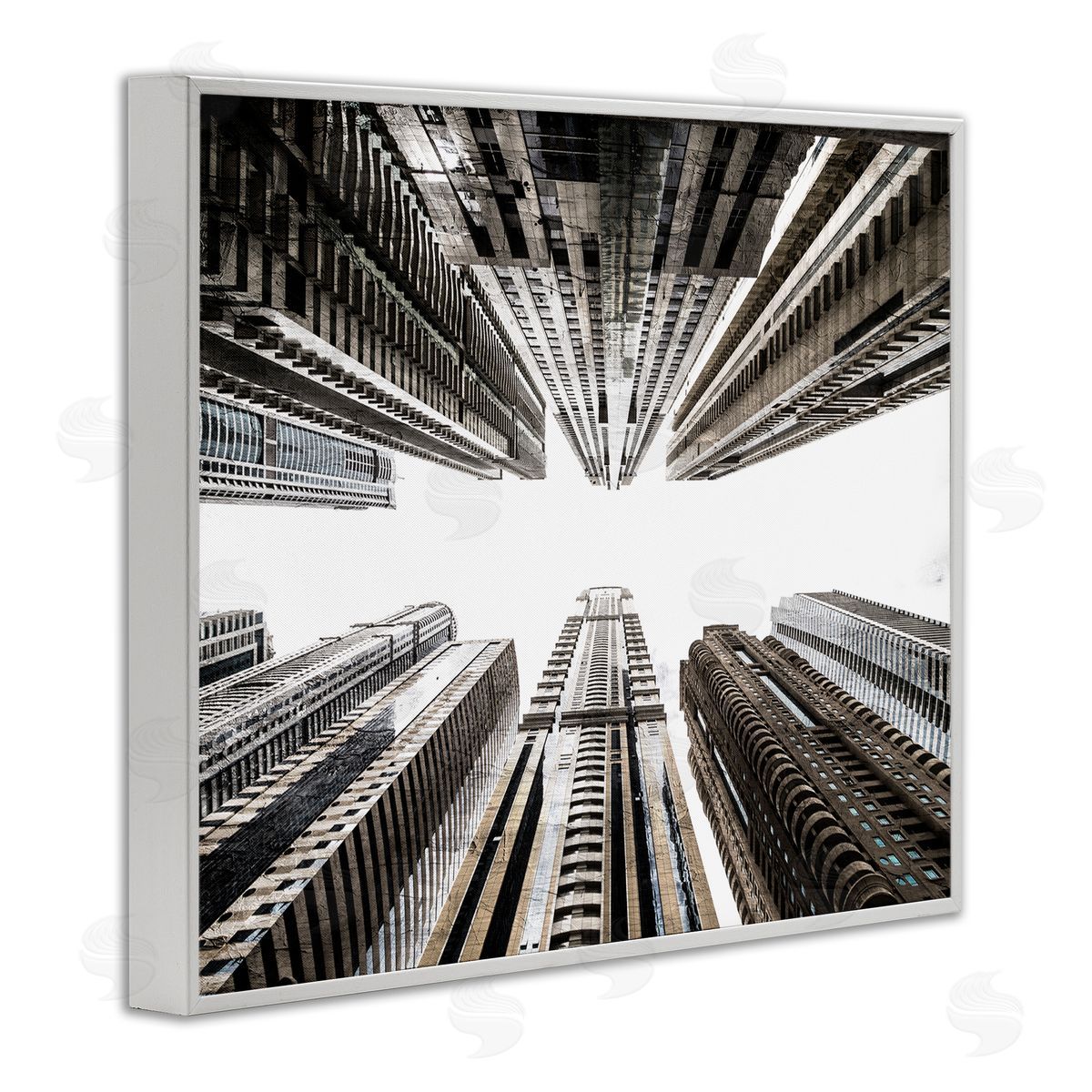 Kim Allen Looming City Buildings Looking Up Urban Architecture White Framed Giclee Wall Art Print