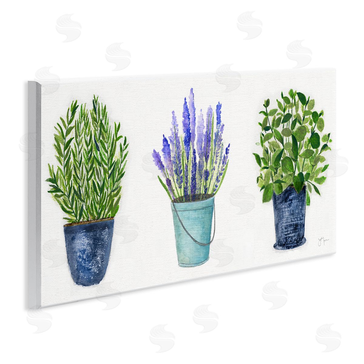 Varied Potted Plants & Herbs Wood Plaque Wall Art, Home Decor by Janet Tava