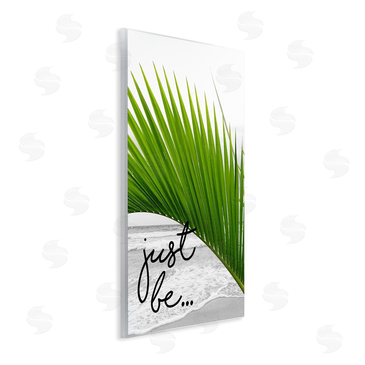J. Weiss Just Be Soothing Green Palm Seaside Ocean Shore Wall Plaque Art Print