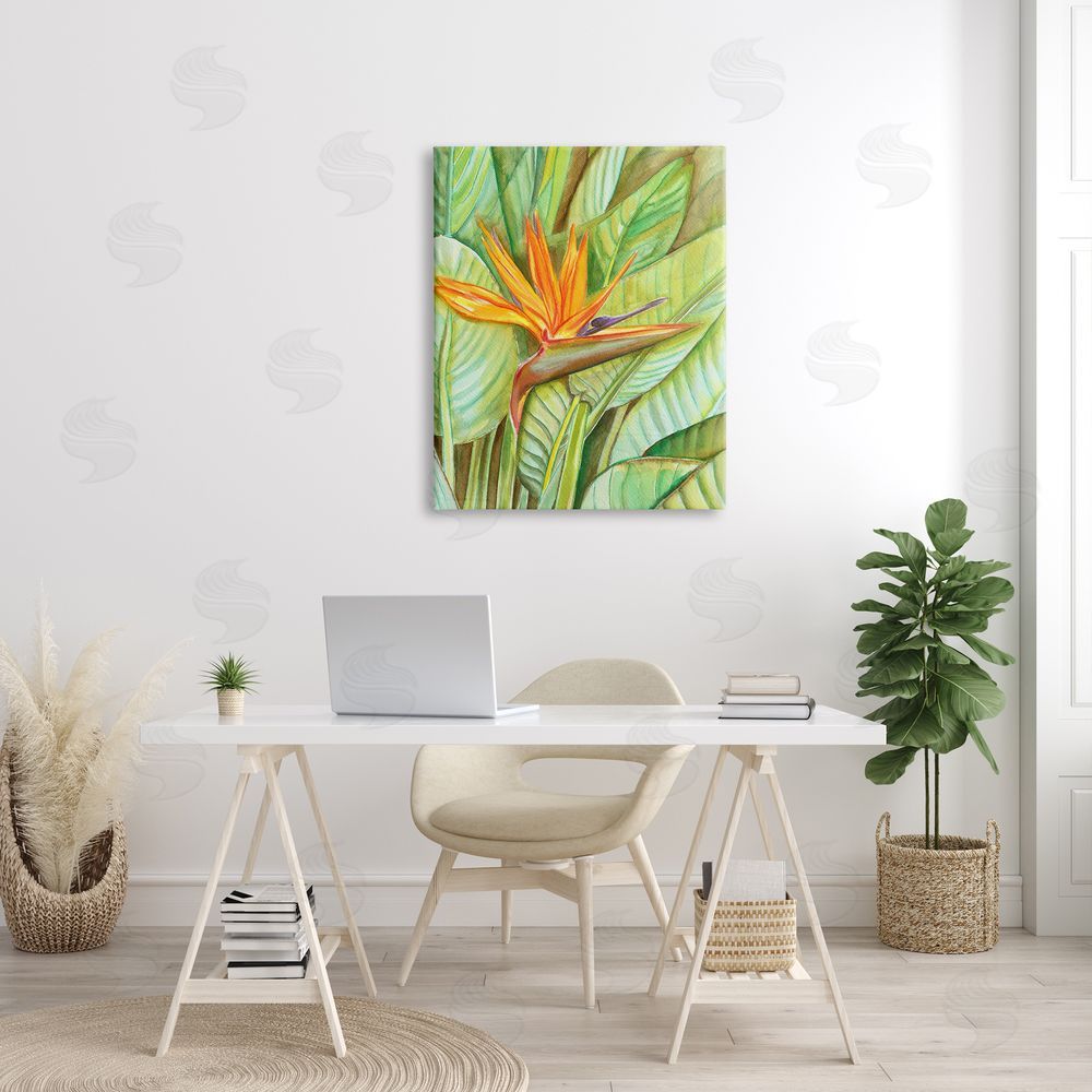Elvira Errico Bird of Paradise Flower Leaf Petals Blooming  Canvas Wall Art Print in Room