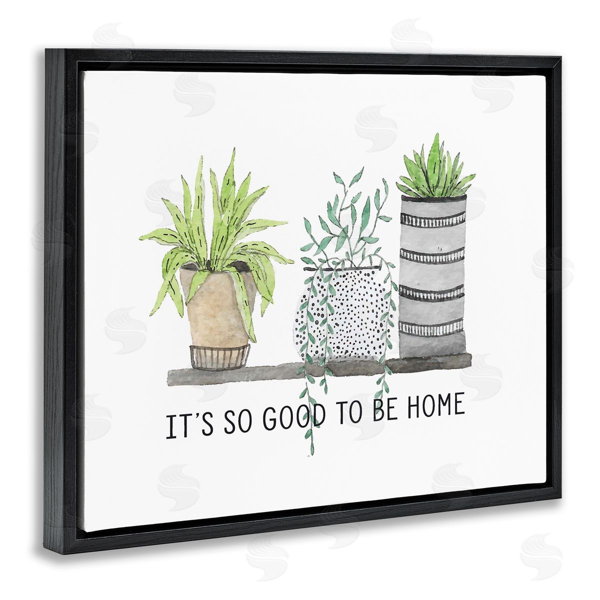 Lettered and Lined Good To Be Home House Plants  Planters Black Floating Frame Canvas Wall Art Print