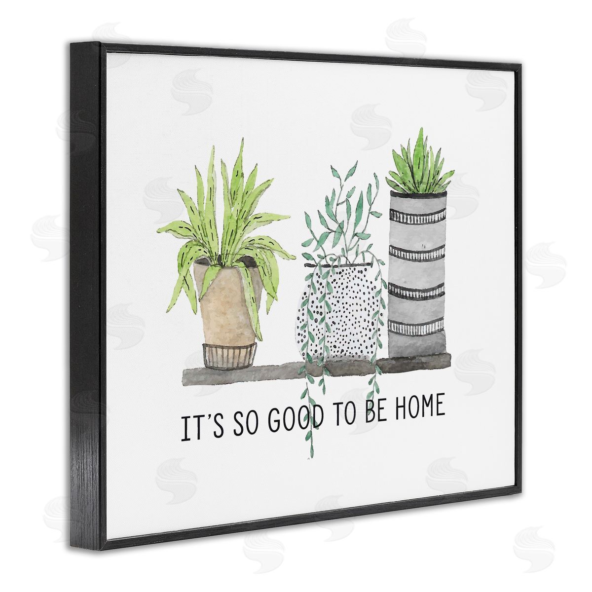 Lettered and Lined Good To Be Home House Plants  Planters Black Framed Giclee Wall Art Print