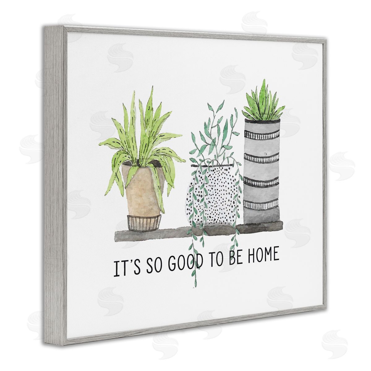 Lettered and Lined Good To Be Home House Plants  Planters Gray Framed Giclee Wall Art Print