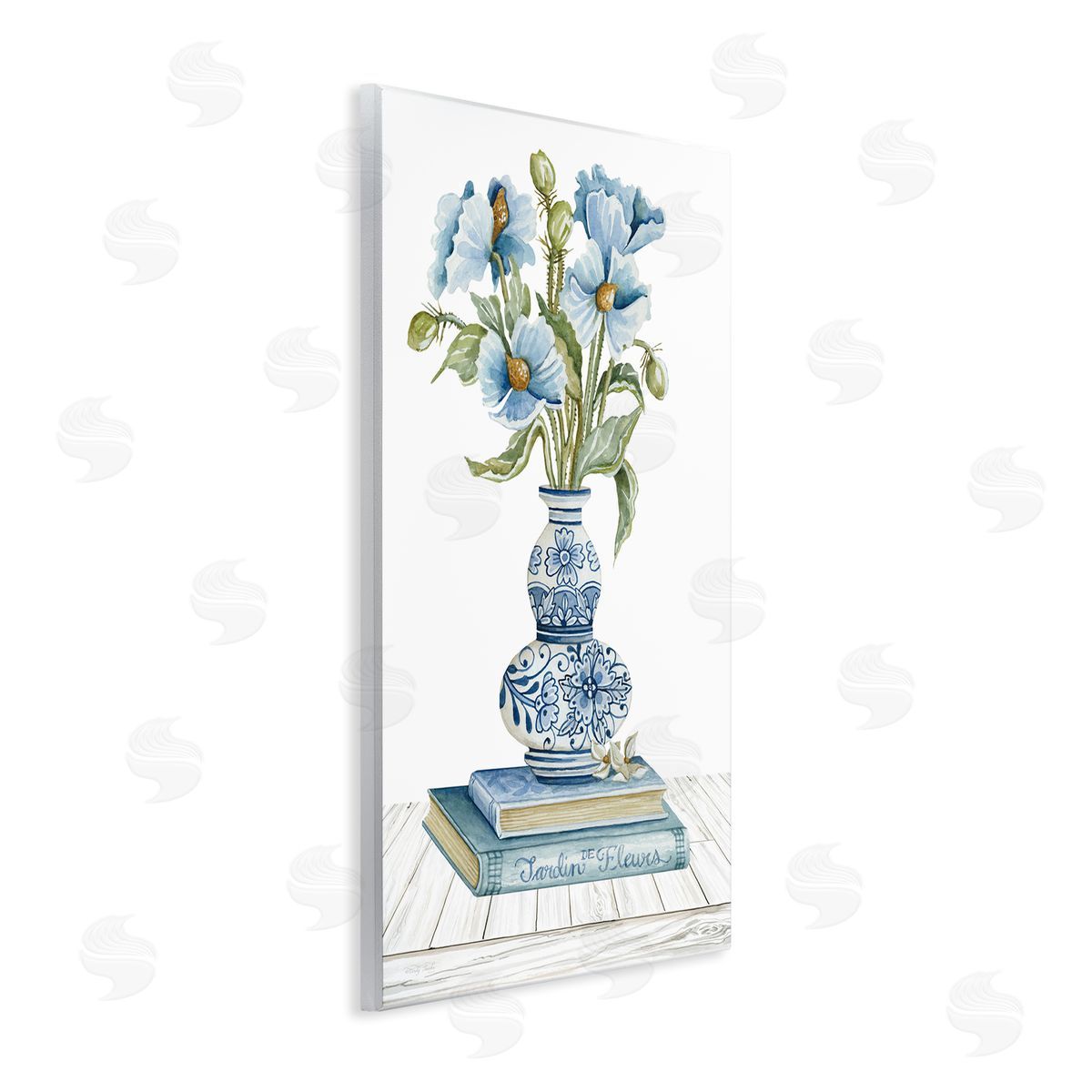 Cindy Jacobs Blue Flower Arrangement Ornate Pottery Still Life Wall Plaque Art Print