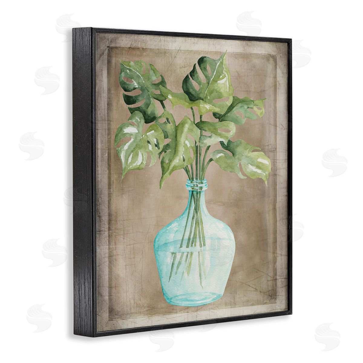 Cindy Jacobs Monstera Leaves Glass Vase Potted House Plant Black Framed Giclee Wall Art Print