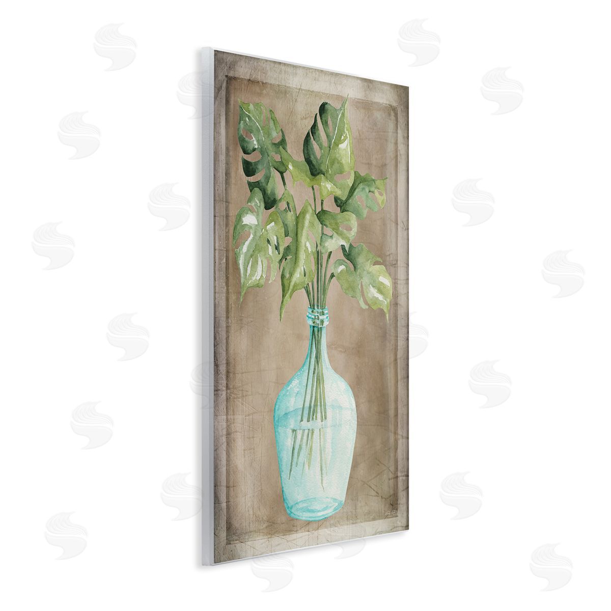 Cindy Jacobs Monstera Leaves Glass Vase Potted House Plant Wall Plaque Art Print
