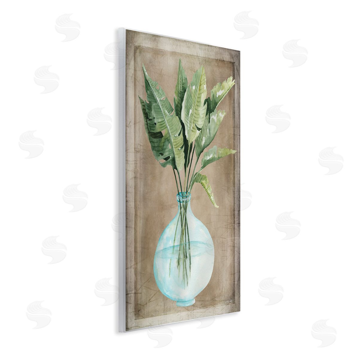 Cindy Jacobs Green Plant Leaves Glass Vase Rustic  Wall Plaque Art Print