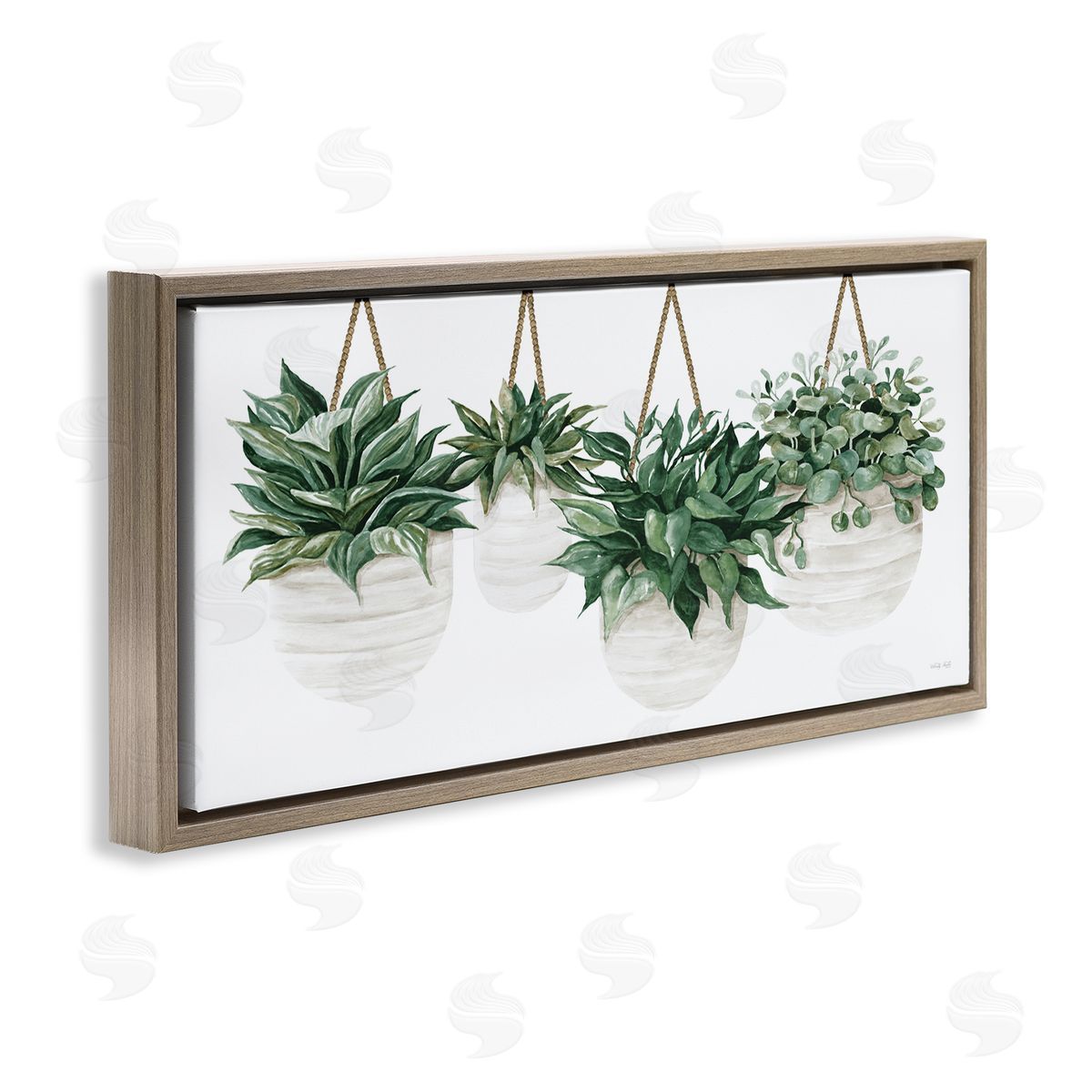 Hanging Planters House Plants Brown Floating Frame Canvas Wall Art, Home Decor by Cindy Jacobs