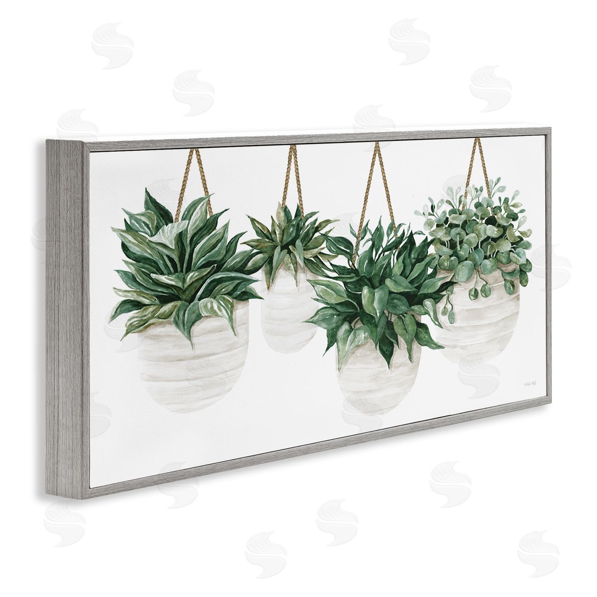Hanging Planters House Plants Grey Frame Print Wall Art, Home Decor by Cindy Jacobs