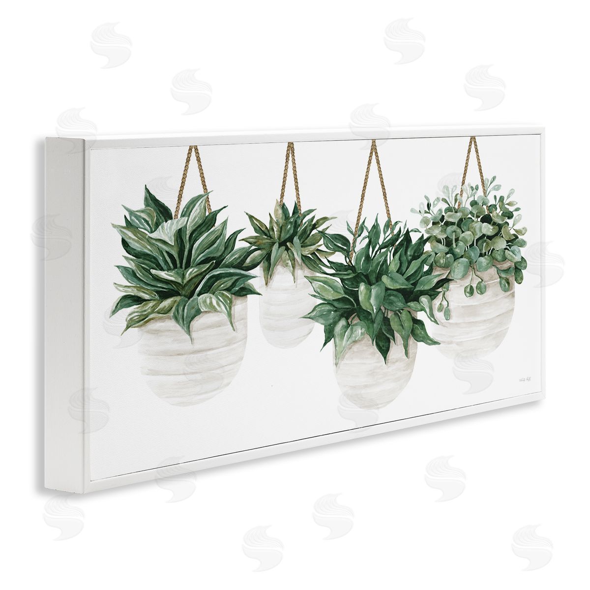 Hanging Planters House Plants White Frame Print Wall Art, Home Decor by Cindy Jacobs