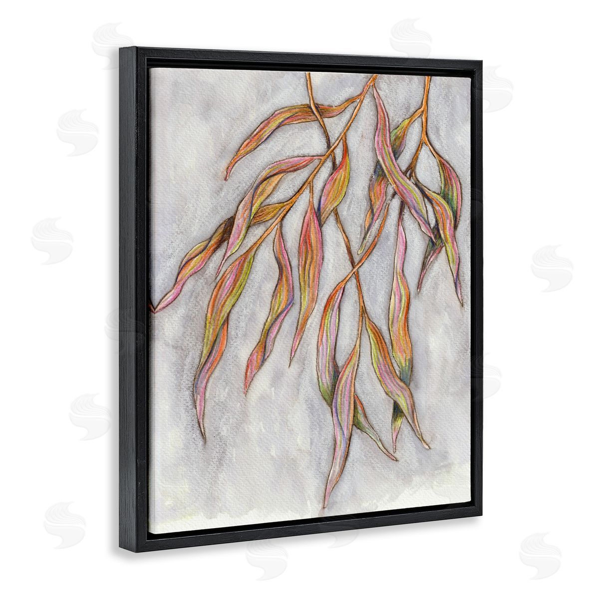 Elvira Errico Withering Leaves Botanicals Hanging Modern Watercolor Detail Black Floating Frame Canvas Wall Art Print
