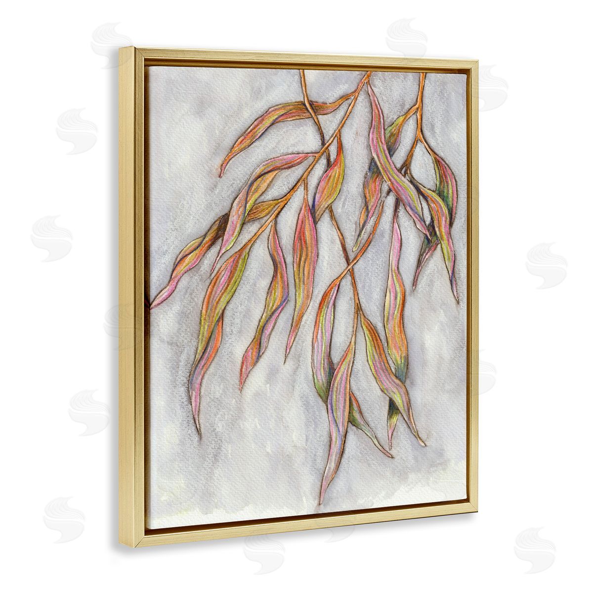 Elvira Errico Withering Leaves Botanicals Hanging Modern Watercolor Detail Gold Floating Frame Canvas Wall Art Print