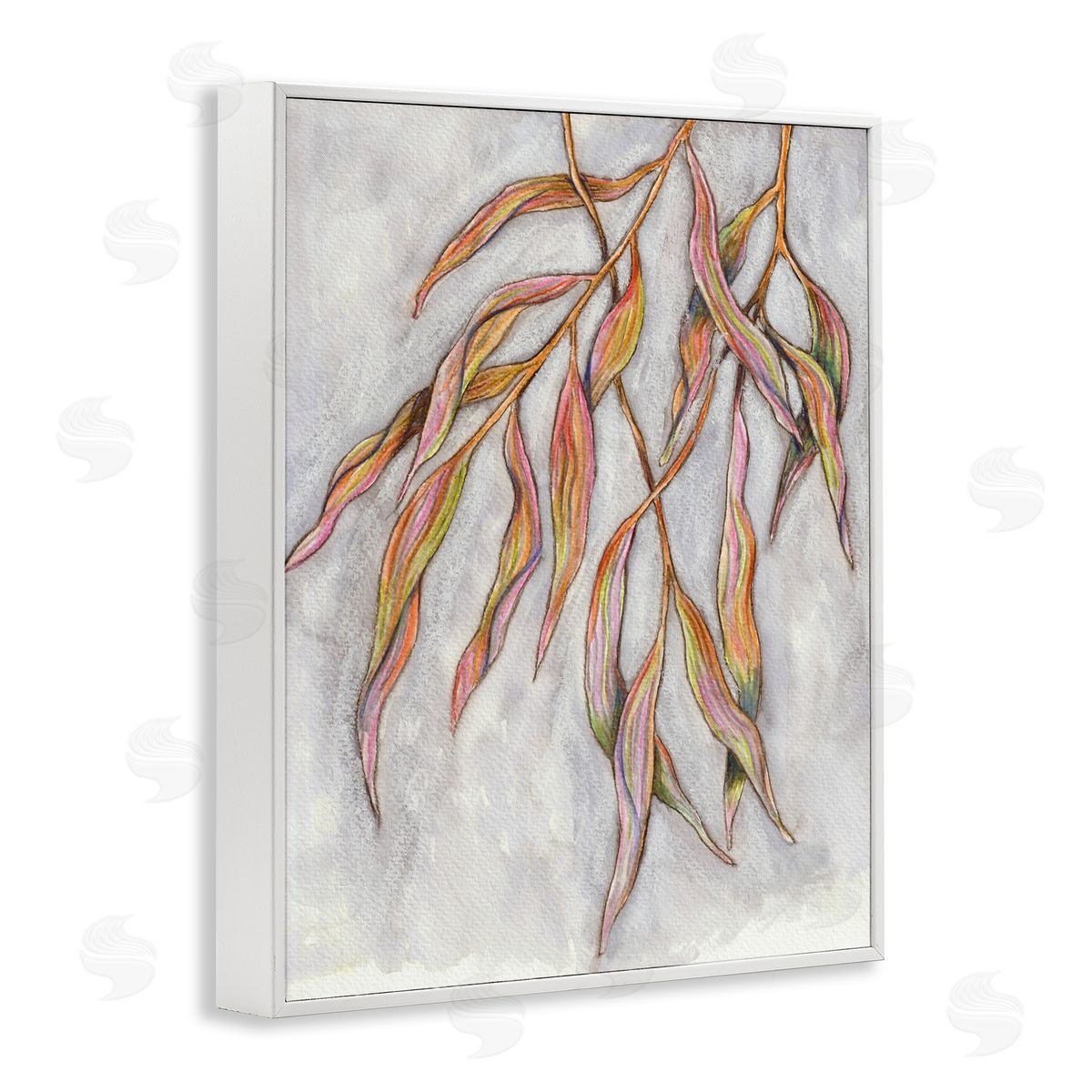 Elvira Errico Withering Leaves Botanicals Hanging Modern Watercolor Detail White Framed Giclee Wall Art Print