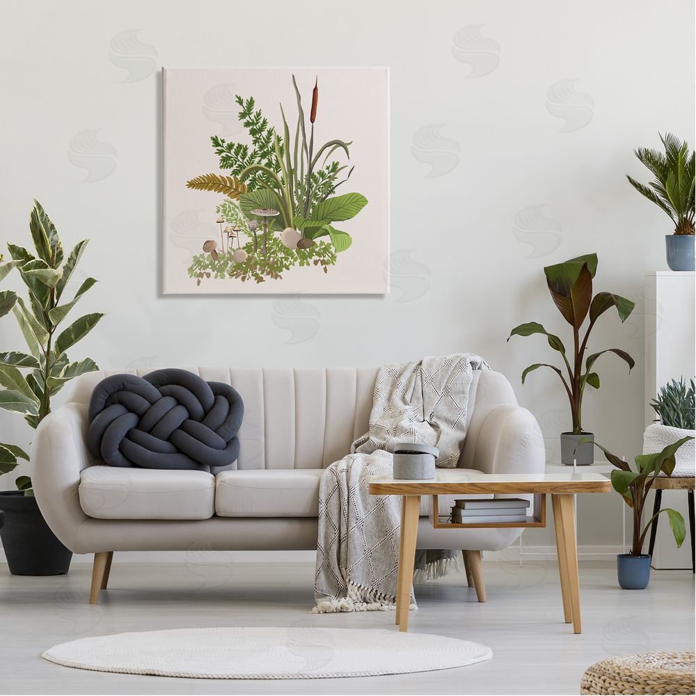 House of Rose Cottage Botanicals Plants Mushrooms Ferns Forest Floor Canvas Wall Art in Room