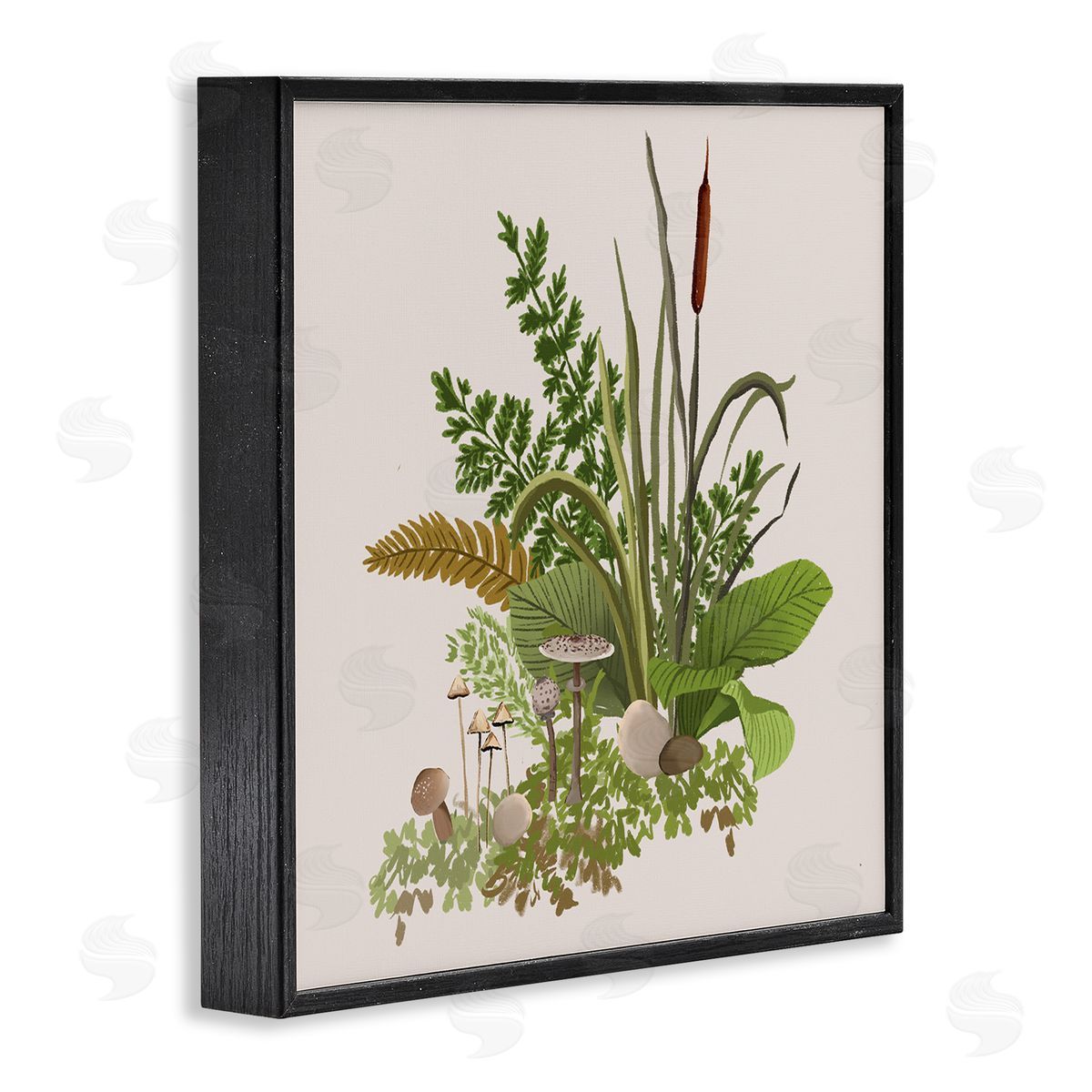 House of Rose Cottage Botanicals Plants Mushrooms Ferns Forest Floor Black Framed Glicee Wall Art Print