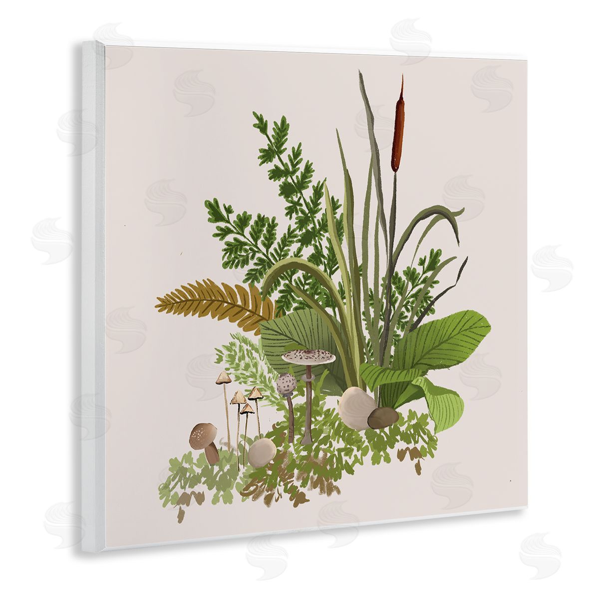 House of Rose Cottage Botanicals Plants Mushrooms Ferns Forest Floor Wooden Wall Plaque Art Print