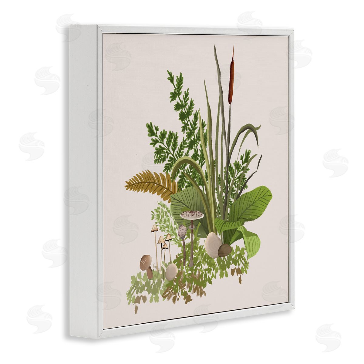 House of Rose Cottage Botanicals Plants Mushrooms Ferns Forest Floor White Framed Glicee Wall Art Print