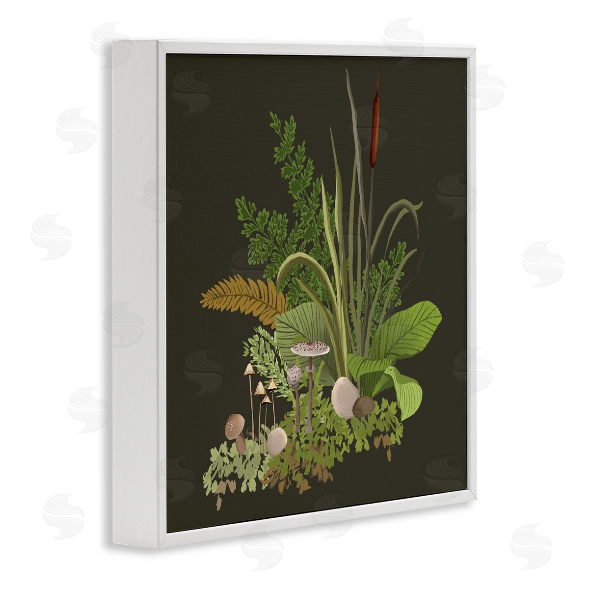 House of Rose Forest Botanicals Plants Ferns Mushrooms Sprouting White Framed Glicee Wall Art Print