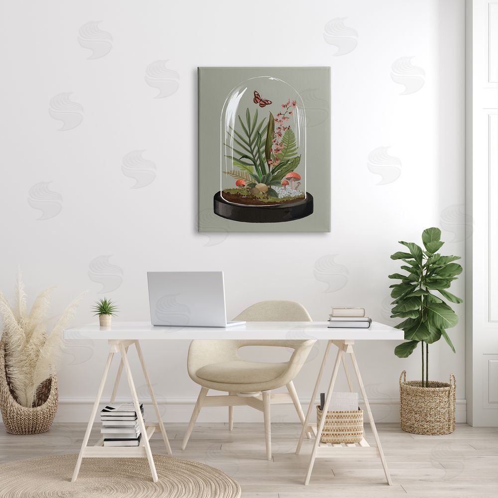 House of Rose Terrarium Dome Wildlife Nature Blooming Butterfly Botanicals Canvas Wall Art Print in Room