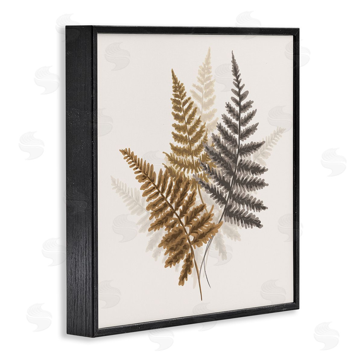House of Rose Layered Ferns Botanical Leaves Neutral Boho Tones  Black Framed Glicee Wall Art Print