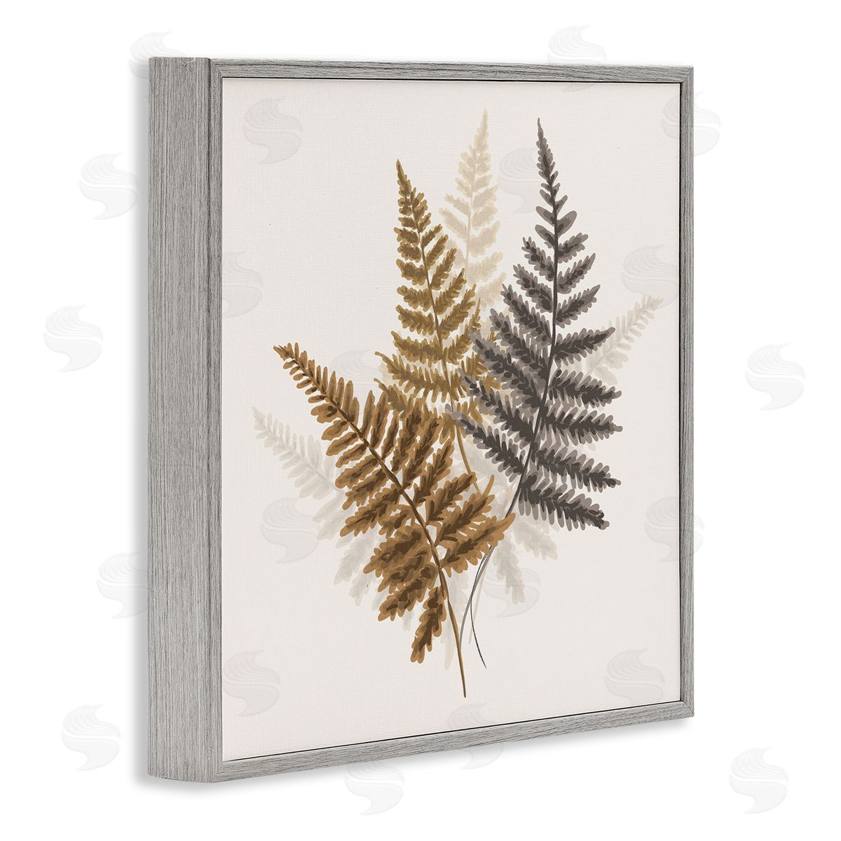 House of Rose Layered Ferns Botanical Leaves Neutral Boho Tones  Gray Framed Glicee Wall Art Print