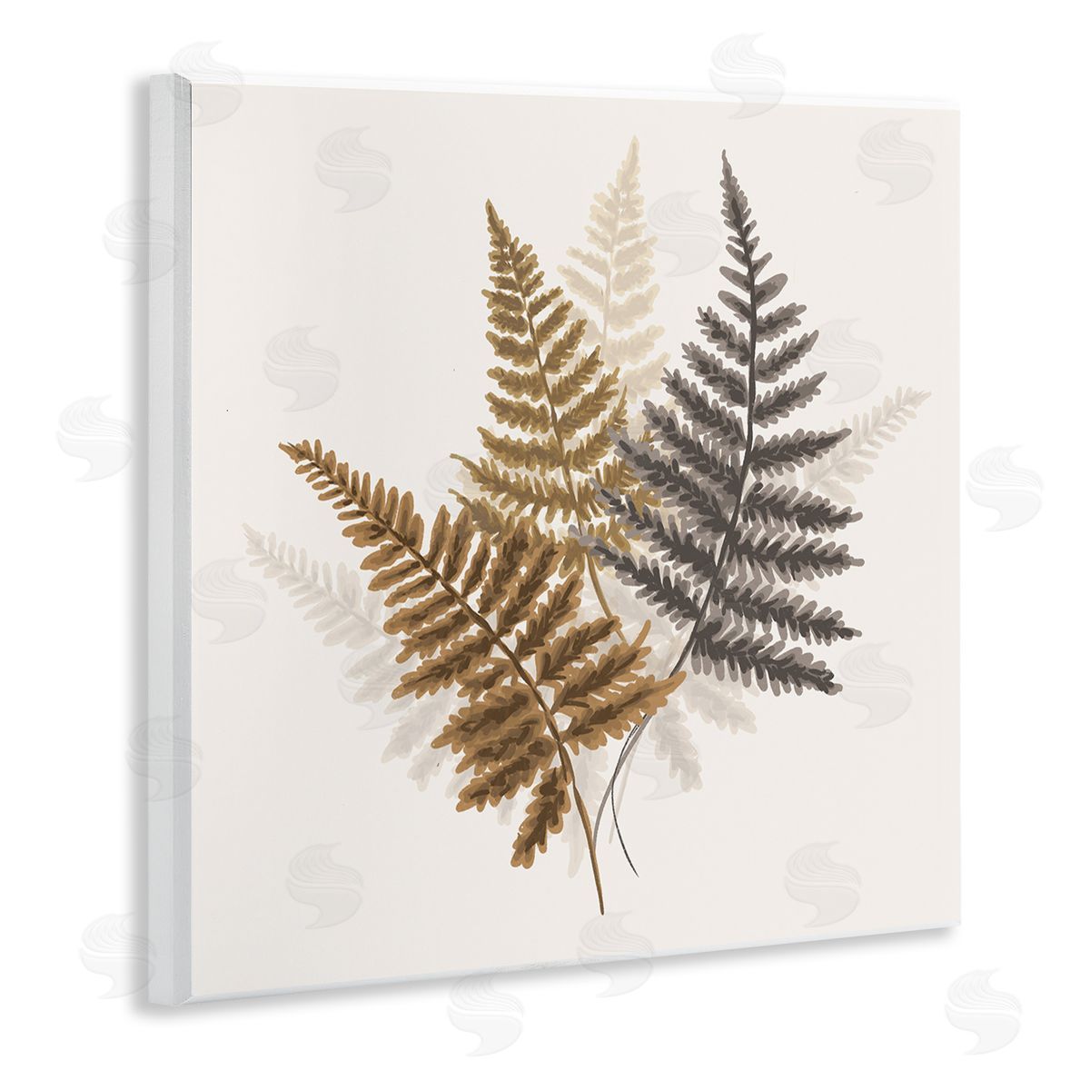 House of Rose Layered Ferns Botanical Leaves Neutral Boho Tones  Wooden Wall Plaque Art Print