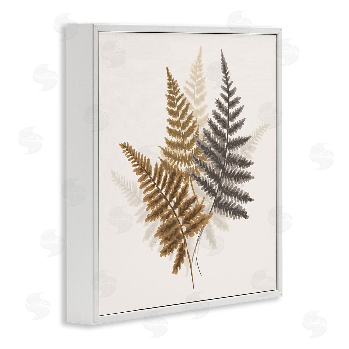House of Rose Layered Ferns Botanical Leaves Neutral Boho Tones  White Framed Glicee Wall Art Print