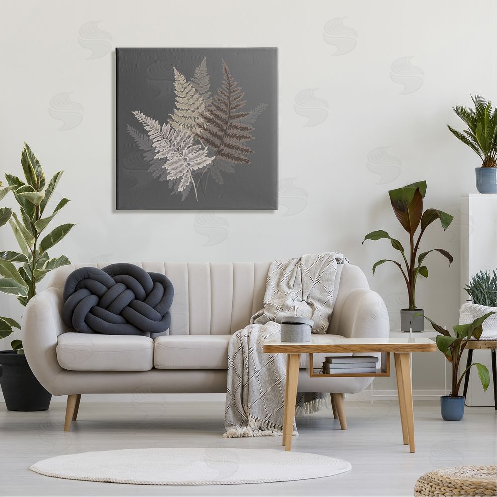 House of Rose Fern Sprigs Leaves Layered Nature Earthy Botanicals  Canvas Wall Art in Room