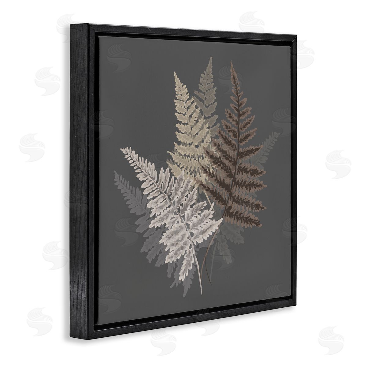 House of Rose Fern Sprigs Leaves Layered Nature Earthy Botanicals  Black Floating Frame Canvas Wall Art Print