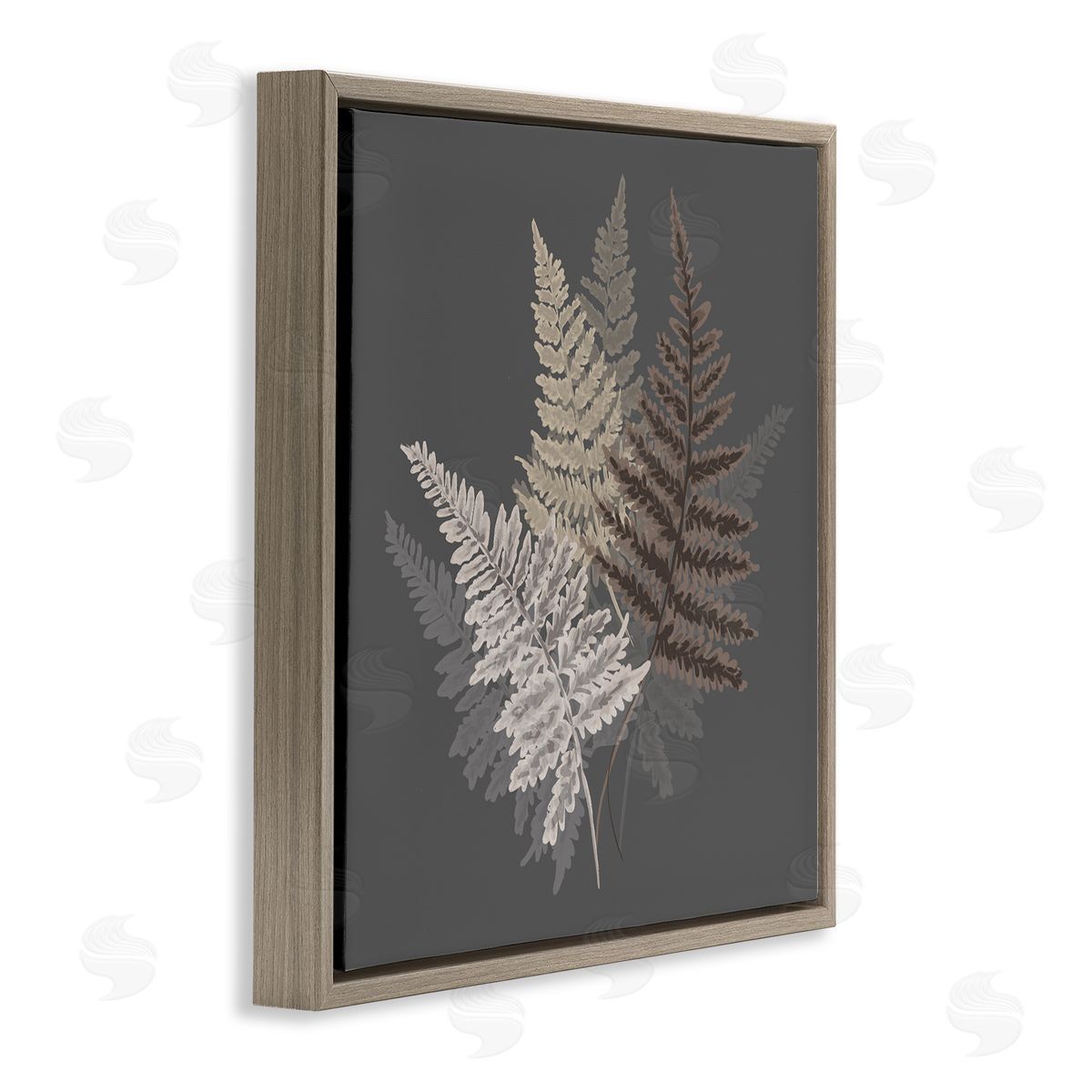 House of Rose Fern Sprigs Leaves Layered Nature Earthy Botanicals  Brown Floating Frame Canvas Wall Art Print