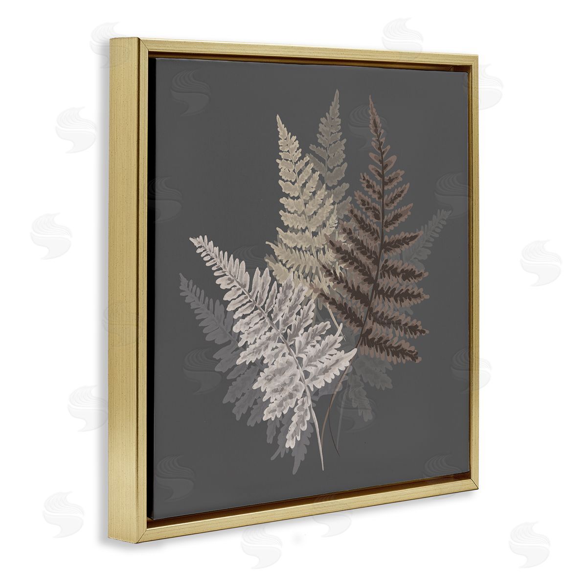 House of Rose Fern Sprigs Leaves Layered Nature Earthy Botanicals  Gold Floating Frame Canvas Wall Art Print