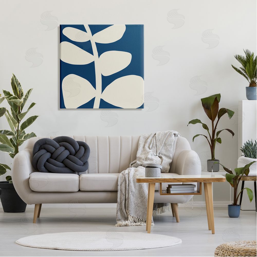 Deborah Velasquez Close Up Leaf Silhouette Bold Abstract Plant Botanicals Canvas Wall Art in Room