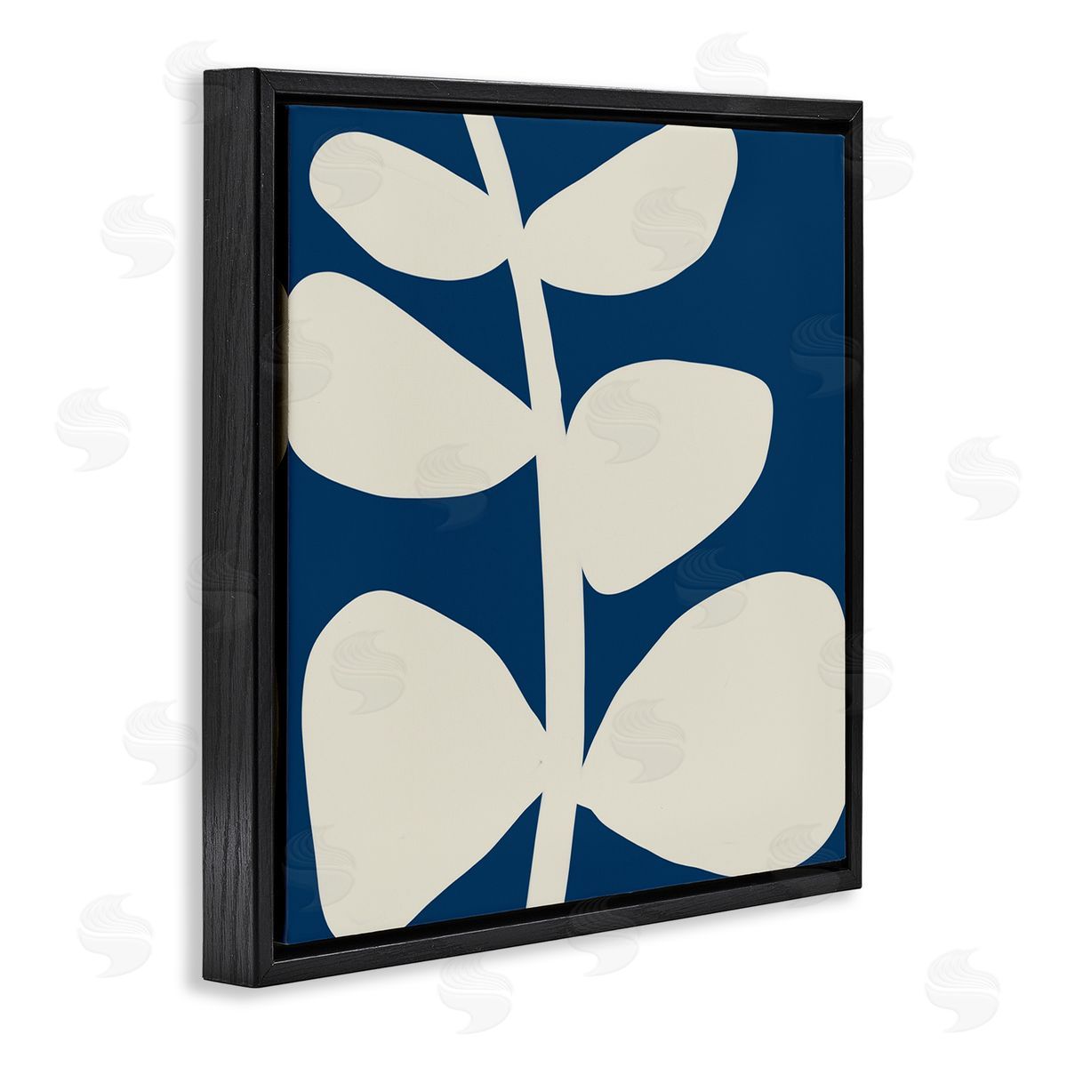 Deborah Velasquez Close Up Leaf Silhouette Bold Abstract Plant Botanicals Black Floating Frame Canvas Wall Art Print
