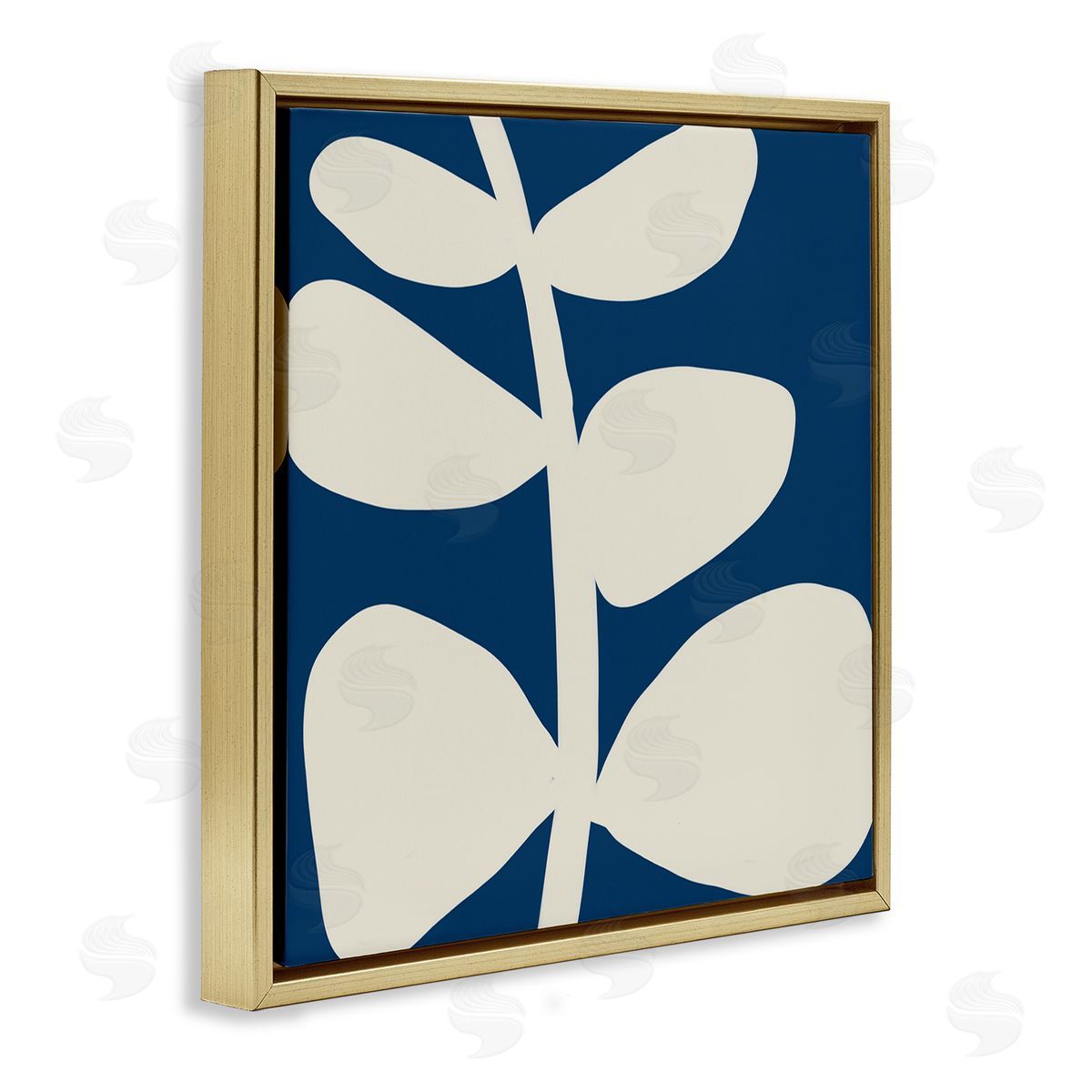 Deborah Velasquez Close Up Leaf Silhouette Bold Abstract Plant Botanicals Gold Floating Frame Canvas Wall Art Print