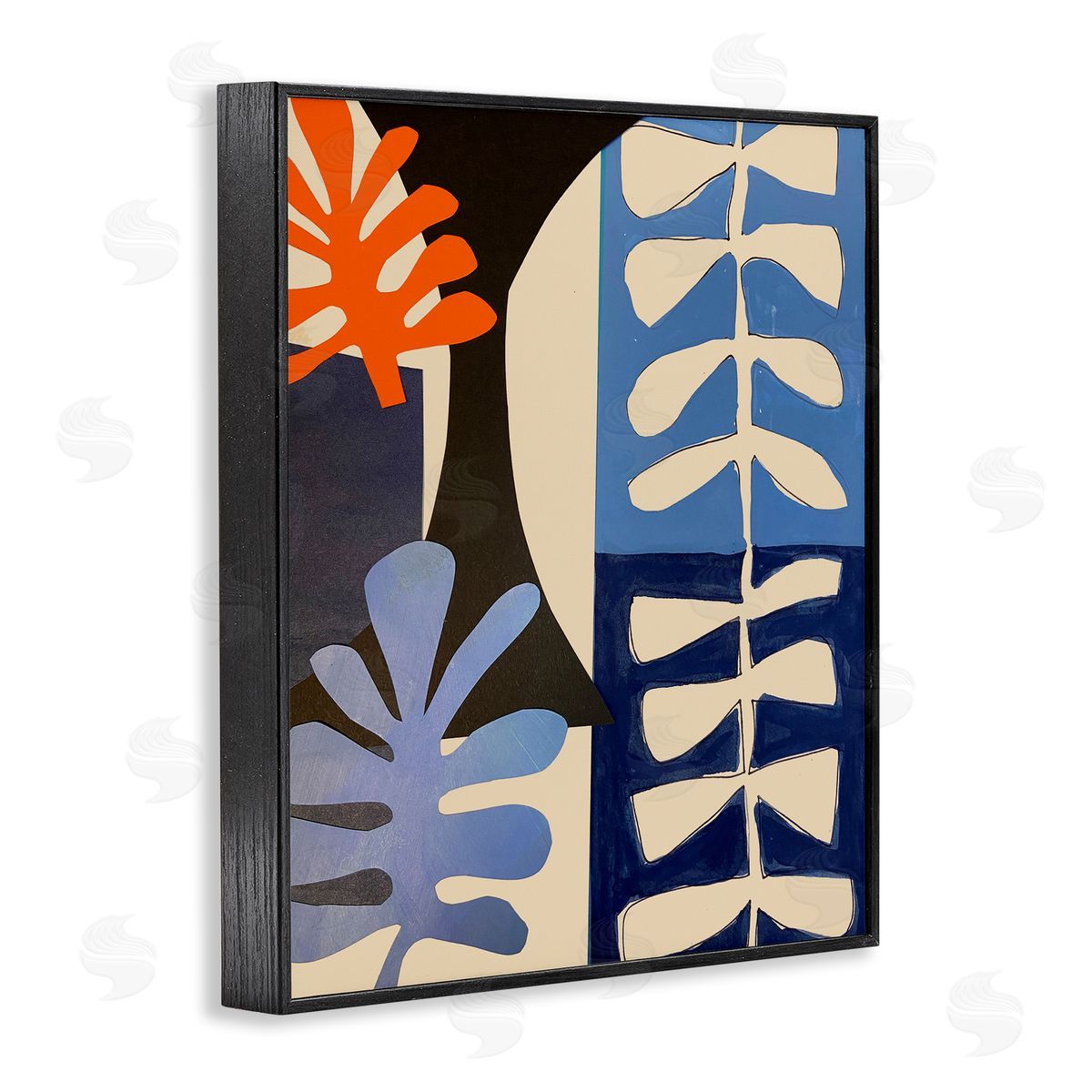 Deborah Velasquez Funky Plant Leaves Modern Abstract Cutout Silhouettes Black Framed Giclee Wall Art Print