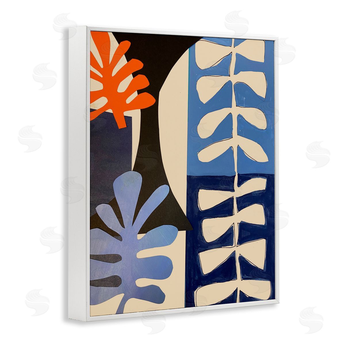 Deborah Velasquez Funky Plant Leaves Modern Abstract Cutout Silhouettes White Framed Giclee Wall Art Print