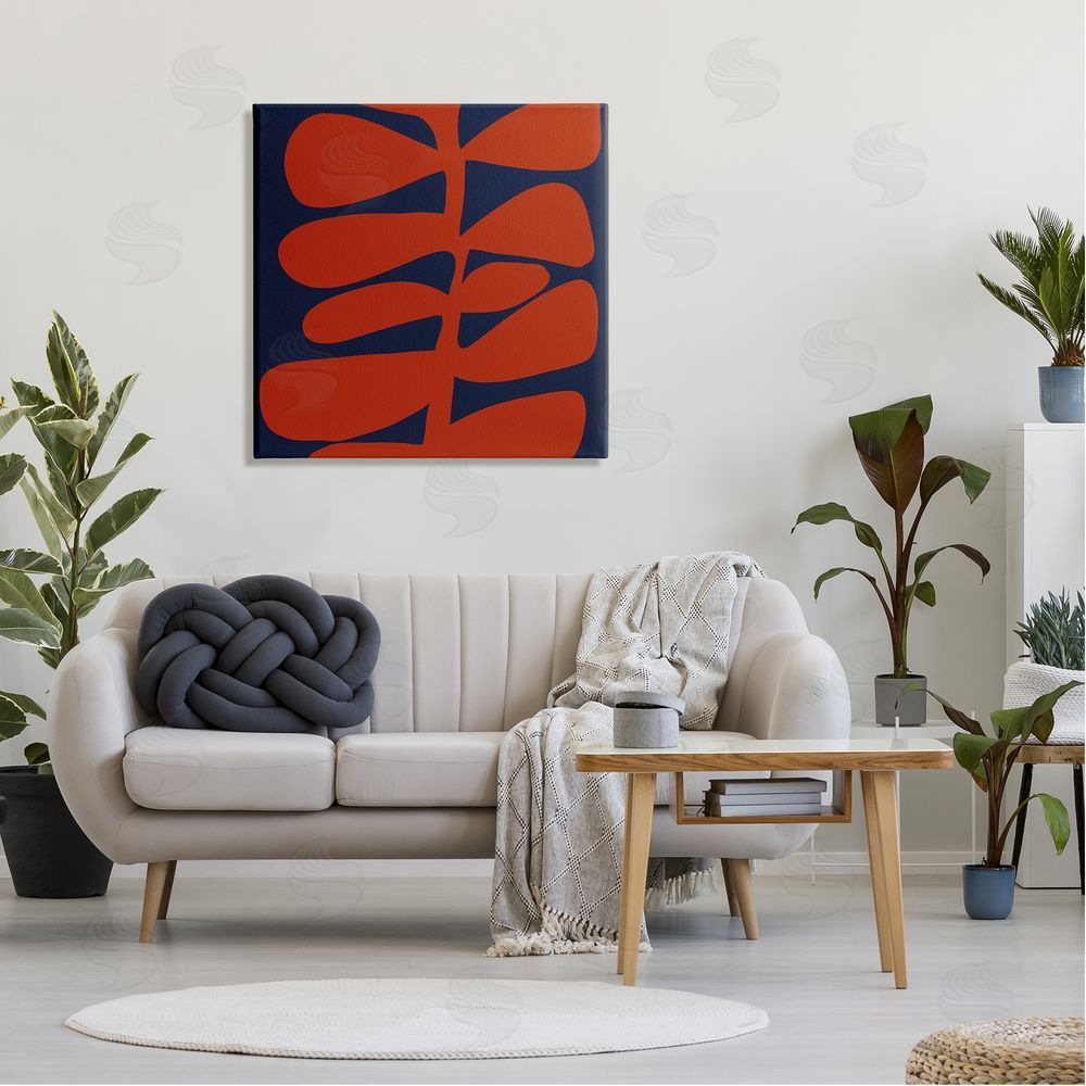 Deborah Velasquez Contemporary Plant Leaf Close Up Botanical Cutout Silhouette Canvas Wall Art in Room