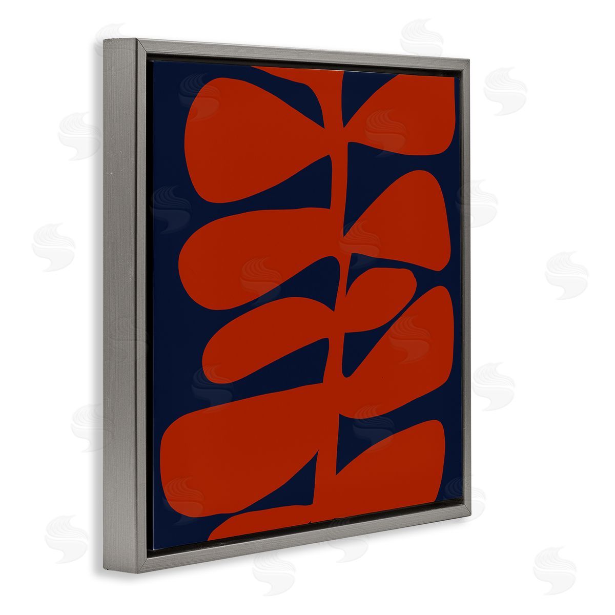 Deborah Velasquez Contemporary Plant Leaf Close Up Botanical Cutout Silhouette Gray Floating Frame Canvas Wall Art Print