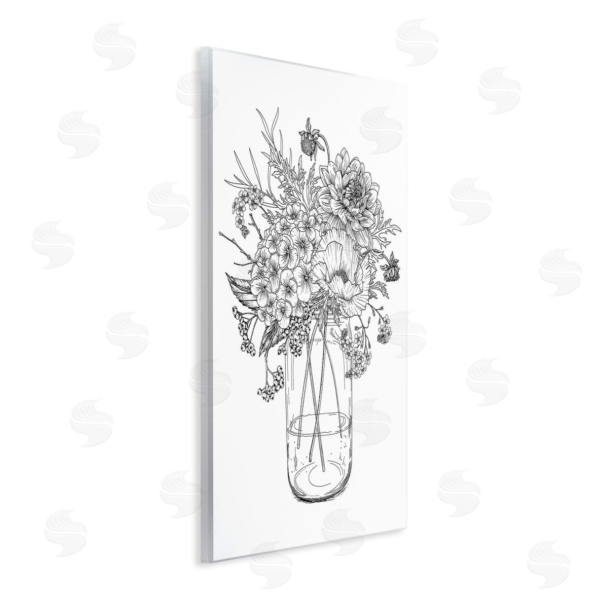 Lettered and Lined Detailed Varied Flower Bouquet Blossoming Wildflower Blooms Wall Plaque Art Print