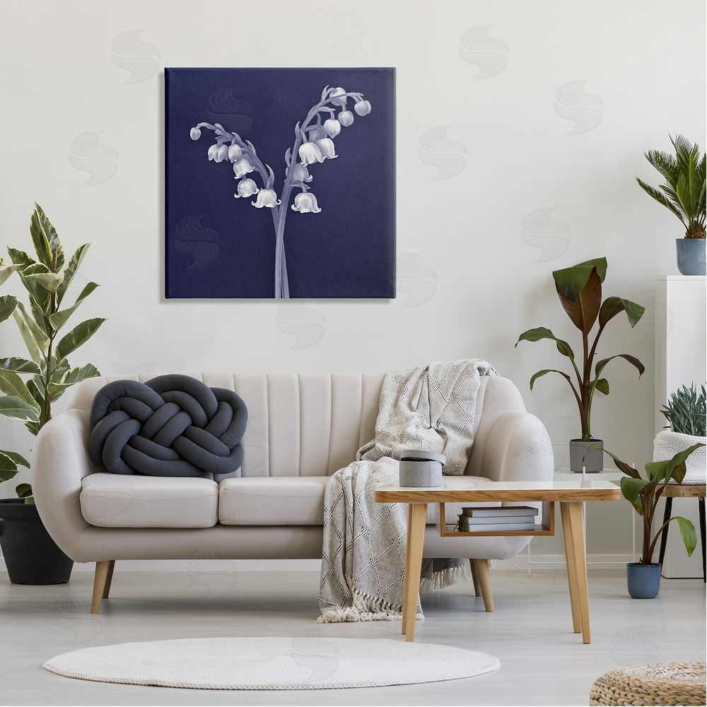Graffitee Studios Lily of Valley White Drooping Blooms Illustration Canvas Wall Art in Room