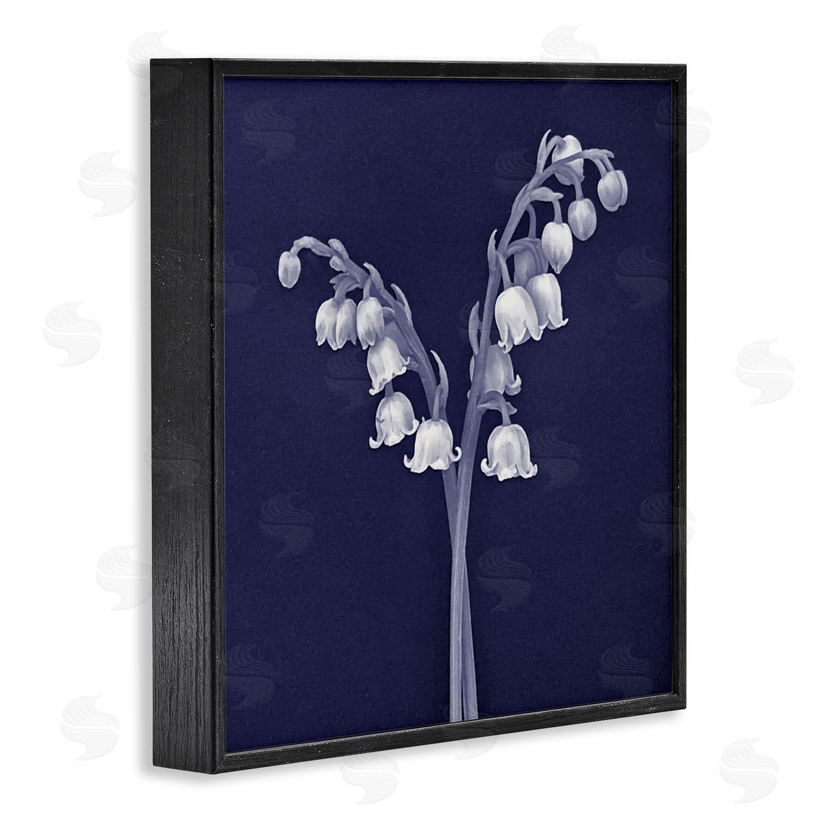 Graffitee Studios Lily of Valley White Drooping Blooms Illustration Black Framed Glicee Wall Art Print