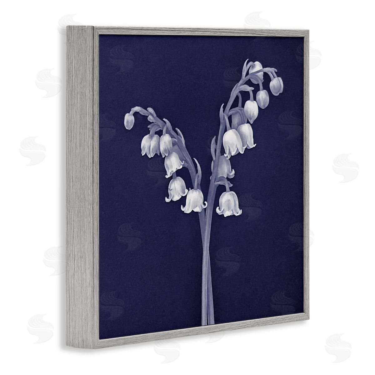 Graffitee Studios Lily of Valley White Drooping Blooms Illustration Gray Framed Glicee Wall Art Print
