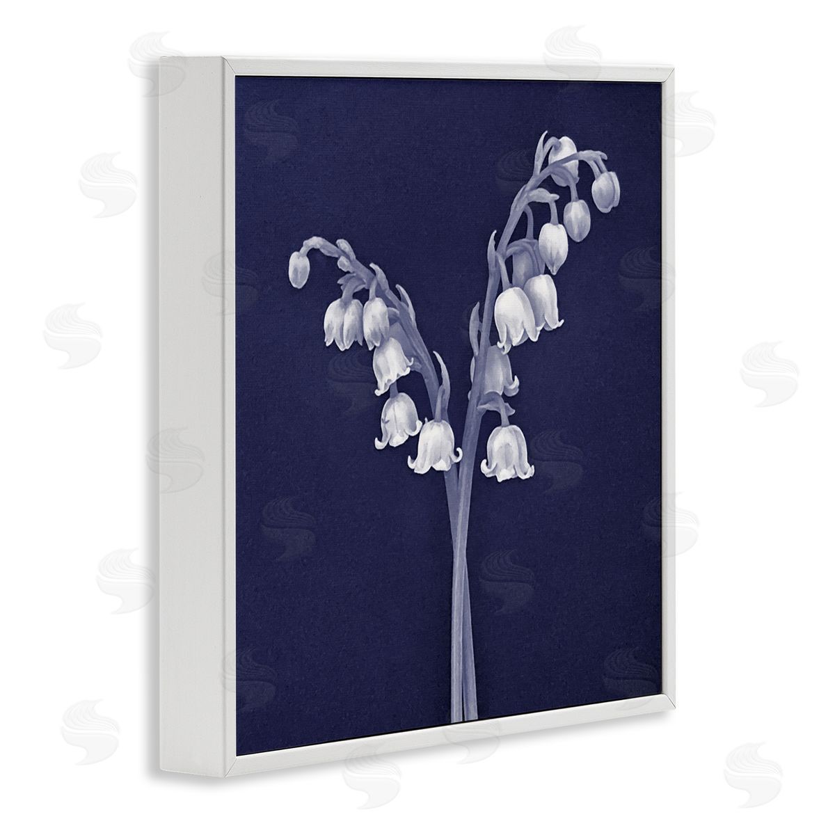 Graffitee Studios Lily of Valley White Drooping Blooms Illustration White Framed Glicee Wall Art Print