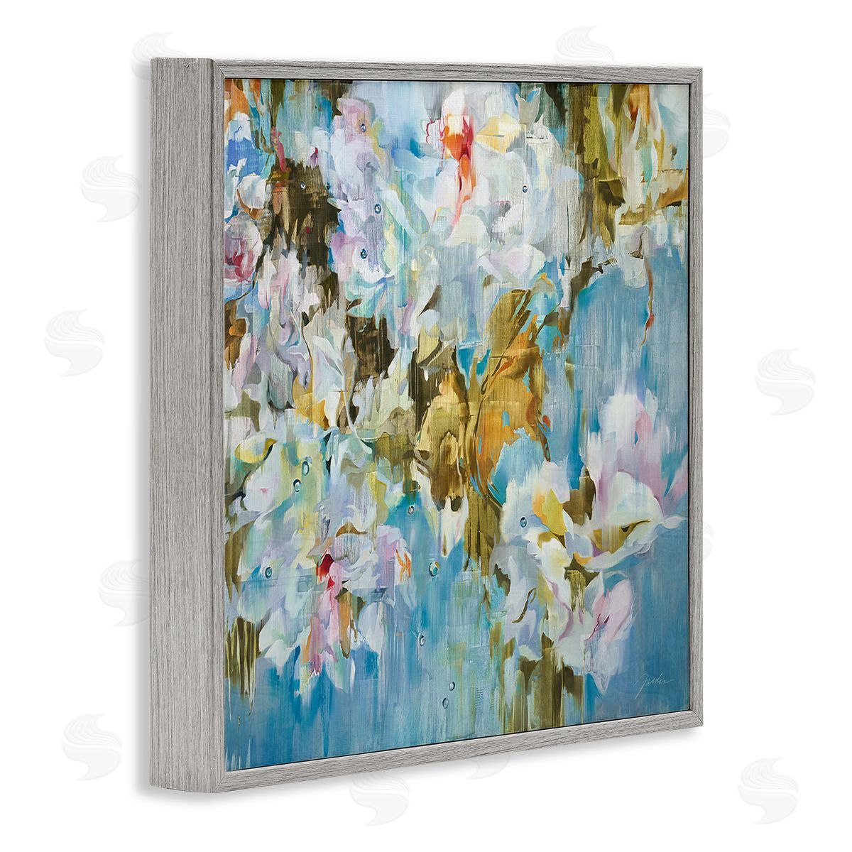 Liz Jardine Abstract Flower Blossoms Branches Nature White Petals  Gray Framed Glicee Wall Art Print